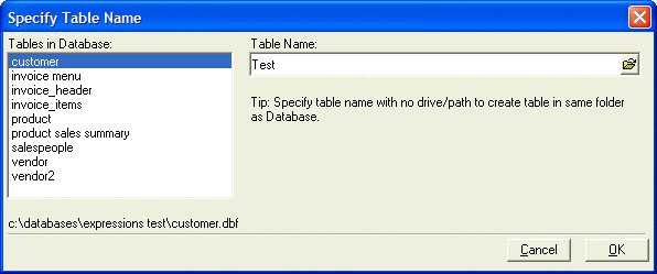 Ui Prompt New Table